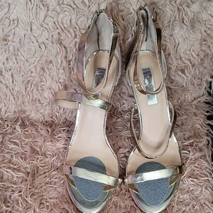 INC International Concepts Metallic Gold Strappy Heels